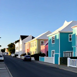 Caribbean Holidays, Bermuda Instagram Hotspots, Colourful pastel houses and historic buildings lining a narrow waterfront street in St George's, Bermuda, under warm summer sunlight