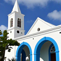 Caribbean Holidays, Bermuda Instagram Hotspots, The bright blue arches and historic stonework of the Unfinished Church in Bermuda surrounded by green trees