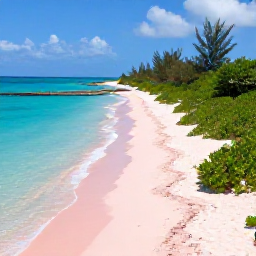 Caribbean Holidays, Bermuda Instagram Spots, A narrow pink sand beach framed by clear turquoise water and green coastal vegetation in Bermuda