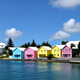 Caribbean Holidays, Bermuda Instagram Spots, Brightly painted pastel houses and waterfront scenery in Hamilton, Bermuda, during a sunny June afternoon