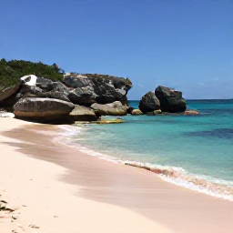 Caribbean Holidays, Bermuda Instagram Spots, Clear turquoise water, pink sand and rugged coastal rocks at Horseshoe Bay in Bermuda during a sunny March day