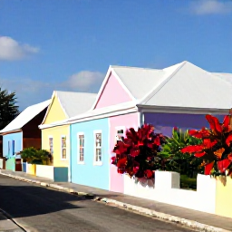 Caribbean Holidays, Bermuda Instagram Spots, Colourful Bermuda houses beside a quiet lane in Hamilton, showing pastel walls, white stepped roofs and bright subtropical plants in January sunshine