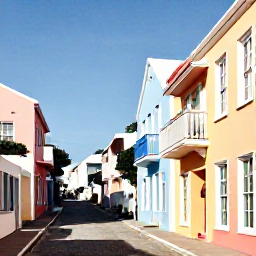 Caribbean Holidays, Bermuda Instagram Spots, Colourful pastel buildings, cobbled streets and historic waterfront in St George's, Bermuda, under bright daytime light