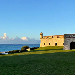 Caribbean Holidays, Bermuda Instagram Spots, Historic stone ruins and dramatic coastal scenery at a Bermuda fort in February, with ocean views, green grass and warm afternoon light