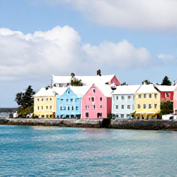 Caribbean Holidays, Bermuda Instagram Spots, Pastel-coloured buildings and bright blue sea along Front Street in Hamilton, Bermuda, photographed in soft February sunshine