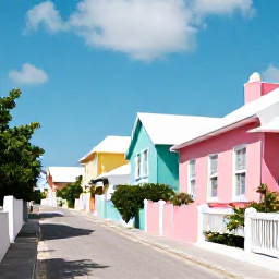 Caribbean Holidays, Bermuda Instagram Spots, Pastel-coloured houses and a quiet Bermuda lane in warm June sunshine, photographed in a natural travel style