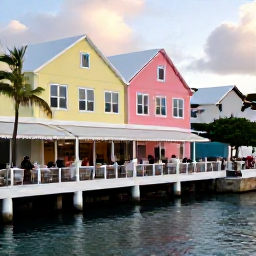 Caribbean Holidays, Bermuda January Adventures, A relaxed Bermuda waterfront scene in January with outdoor dining, pastel buildings and travellers enjoying the evening