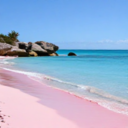 Caribbean Holidays, Bermuda January Beaches, Horseshoe Bay in Bermuda during a bright January day, showing pink sand, clear blue sea, rocky coves and gentle waves