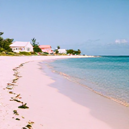 Caribbean Holidays, Bermuda January Holidays, A quiet pink-sand beach in Bermuda on a bright January morning, with calm turquoise water and pastel cottages in the distance