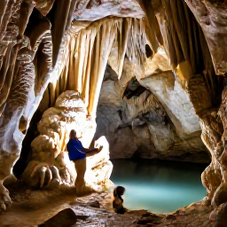 Caribbean Holidays, Bermuda January Holidays, Family visiting the dramatic Crystal Cave in Bermuda with illuminated stalactites and underground pools