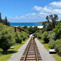 Caribbean Holidays, Bermuda January Tours, A scenic Bermuda railway trail through lush greenery leading towards a dramatic blue coastline, with walkers enjoying a mild sunny day