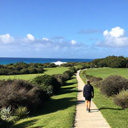 Caribbean Holidays, Bermuda January Wellness, Traveller walking along Bermuda Railway Trail through green countryside in January, gentle sunshine, ocean glimpses and tranquil scenery