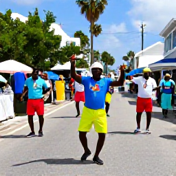 Caribbean Holidays, Bermuda July Holidays, Colourful Bermuda street festival in Hamilton during July, with dancers, musicians and local people in bright summer clothing