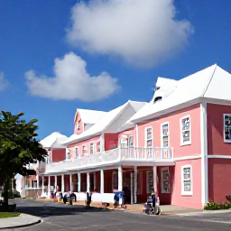 Caribbean Holidays, Bermuda June Holidays, Historic Bermuda street with pastel buildings, white stepped roofs, bicycles and visitors exploring St George's