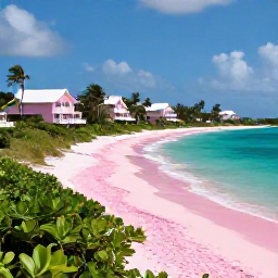 Caribbean Holidays, Bermuda Luxury Holidays, Bermuda coastal landscape in October with pink sand, turquoise sea, pastel houses and lush green vegetation