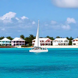 Caribbean Holidays, Bermuda Luxury Holidays, Couple sailing along Bermuda coastline in April, with pastel houses, clear water and sunny skies