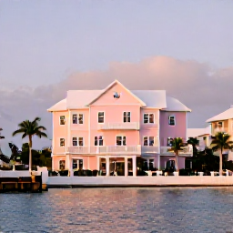 Caribbean Holidays, Bermuda Luxury Holidays, Elegant Hamilton waterfront in Bermuda in January, with pastel buildings, palm trees and a relaxed evening atmosphere