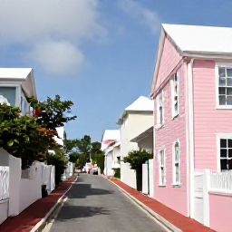 Caribbean Holidays, Bermuda Luxury Holidays, Historic pastel houses and narrow lanes in Hamilton, Bermuda, with a luxury traveller exploring the town