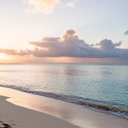 Caribbean Holidays, Bermuda Luxury Holidays, Peaceful Bermuda beach at dawn with luxury travel details, soft April light and calm turquoise water