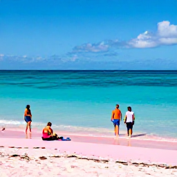 Caribbean Holidays, Bermuda March Holidays, Bright turquoise sea, pink-sand beach and relaxed holidaymakers enjoying a sunny March morning in Bermuda