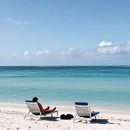 Caribbean Holidays, Bermuda March Holidays, Quiet pink-sand beach in Bermuda on a bright March morning, with calm turquoise water and a couple relaxing on sun loungers