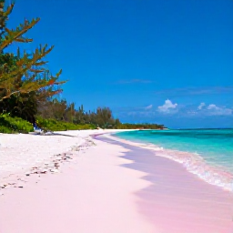 Caribbean Holidays, Bermuda Nature Holidays, A quiet Bermuda beach in June with turquoise water, pink sand, coastal vegetation and a bright blue sky