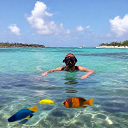 Caribbean Holidays, Bermuda Nature Holidays, A snorkeller viewing colourful fish above a clear Bermuda reef near a sheltered turquoise bay in April