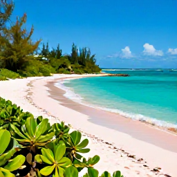 Caribbean Holidays, Bermuda Nature Holidays, A sunny coastal landscape in Bermuda during July, with turquoise water, pink sand, lush vegetation and a relaxed holiday atmosphere