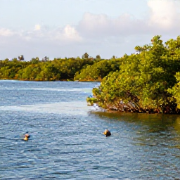 Caribbean Holidays, Bermuda Nature Holidays, A tranquil Bermuda nature reserve with calm blue water, mangroves and native birds in warm afternoon light