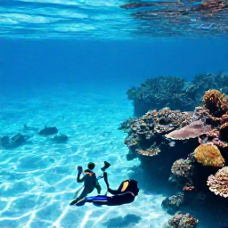 Caribbean Holidays, Bermuda Nature Holidays, Snorkellers exploring clear turquoise water above a colourful Bermuda coral reef with fish and limestone formations