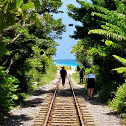 Caribbean Holidays, Bermuda Nature Holidays, Visitors walking along a peaceful Bermuda railway trail through green woodland with glimpses of blue sea