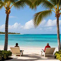 Caribbean Holidays, Bermuda November Breaks, A relaxed adults-only resort in Bermuda with palm trees, turquoise sea and guests enjoying a quiet November escape