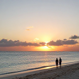 Caribbean Holidays, Bermuda October Holidays, A peaceful Bermuda beach at sunset in October, soft golden light, calm sea and a couple walking along the shoreline