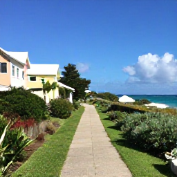 Caribbean Holidays, Bermuda October Holidays, A scenic Bermuda coastal path overlooking the ocean, lush greenery, pastel houses and bright October sunshine