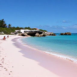Caribbean Holidays, Bermuda October Holidays, Horseshoe Bay Beach in Bermuda with pink sand, clear blue water, rocky coves and visitors enjoying an October beach day
