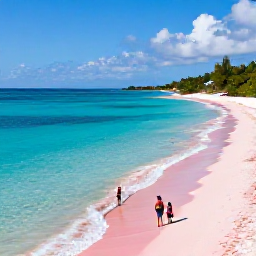Caribbean Holidays, Bermuda October Tours, A relaxed coastal scene in Bermuda in October, with turquoise water, a pink-sand beach and visitors exploring the shoreline