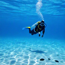 Caribbean Holidays, Bermuda Scuba Diving, A diver exploring a clear Bermuda reef in bright July sunshine, with colourful fish and pale sand beneath the water