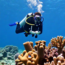 Caribbean Holidays, Bermuda Scuba Diving, A scuba diver photographing coral, sponges and tropical fish on a Bermuda reef in clear March seawater
