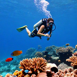 Caribbean Holidays, Bermuda Scuba Diving, Divers swimming over a Bermuda coral reef with parrotfish, angelfish and clear blue water in February