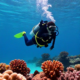 Caribbean Holidays, Bermuda Scuba Diving, Scuba diver exploring a colourful coral reef in clear turquoise water off Bermuda in September