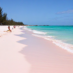 Caribbean Holidays, Bermuda September Holidays, A wide pink-sand beach in Bermuda under warm September sunshine, with clear turquoise water and a few relaxed visitors