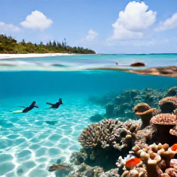 Caribbean Holidays, Bermuda September Holidays, Travellers snorkelling in clear Bermuda water above colourful fish and coral near a quiet sandy cove