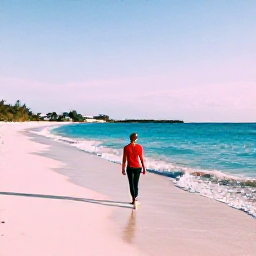 Caribbean Holidays, Bermuda Solo Holidays, A lone traveller strolling along a quiet pink-sand beach in Bermuda in January, with turquoise water and soft winter sunlight