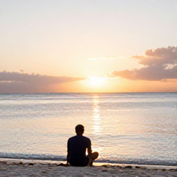 Caribbean Holidays, Bermuda Solo Holidays, Bermuda beach at sunset in December with a solo traveller sitting near the shoreline, soft golden light and calm Atlantic water