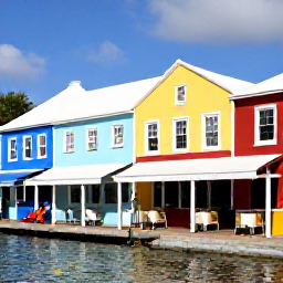 Caribbean Holidays, Bermuda Solo Holidays, Colourful Hamilton street with independent shops, cafes and a solo visitor exploring the waterfront in Bermuda