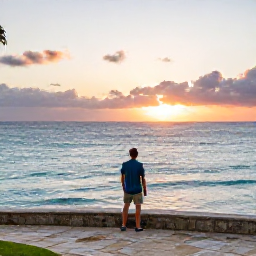 Caribbean Holidays, Bermuda Solo Holidays, Peaceful Bermuda coastal viewpoint at sunset with a solo traveller looking across the Atlantic Ocean