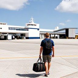 Caribbean Holidays, Bermuda Solo Holidays, Practical travel scene in Bermuda with a solo holidaymaker carrying a small day bag near a ferry terminal