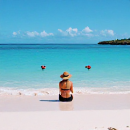 Caribbean Holidays, Bermuda Solo Holidays, Solo traveller relaxing on a pink-sand beach in Bermuda in August, turquoise water and bright summer sunshine