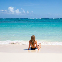 Caribbean Holidays, Bermuda Solo Holidays, Solo traveller relaxing on a pink-sand beach in Bermuda in July, turquoise water and bright summer sunlight