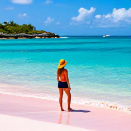 Caribbean Holidays, Bermuda Solo Holidays, Solo traveller relaxing on a pink-sand beach in Bermuda with turquoise water and bright coastal scenery